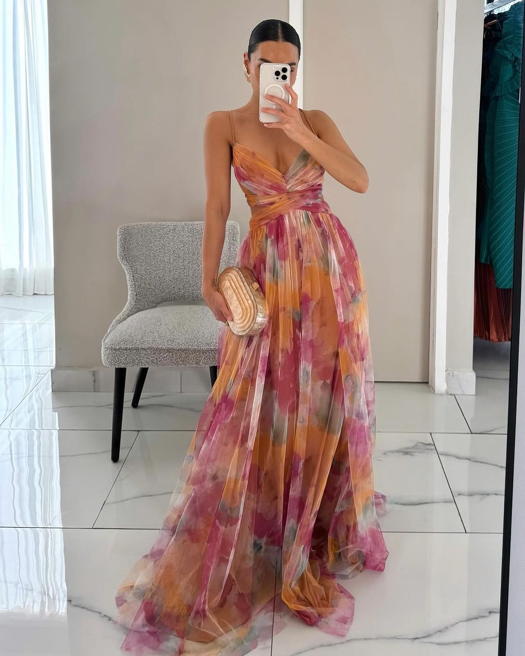 Rosea Ravishing Long Floral Print Dress