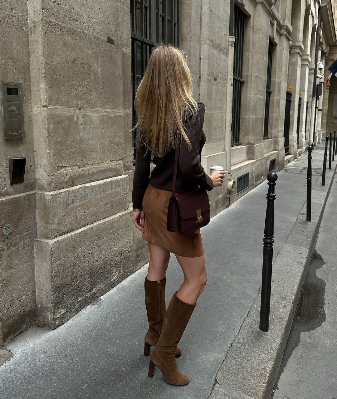 Rosea Brown Vegan Suede Skirt