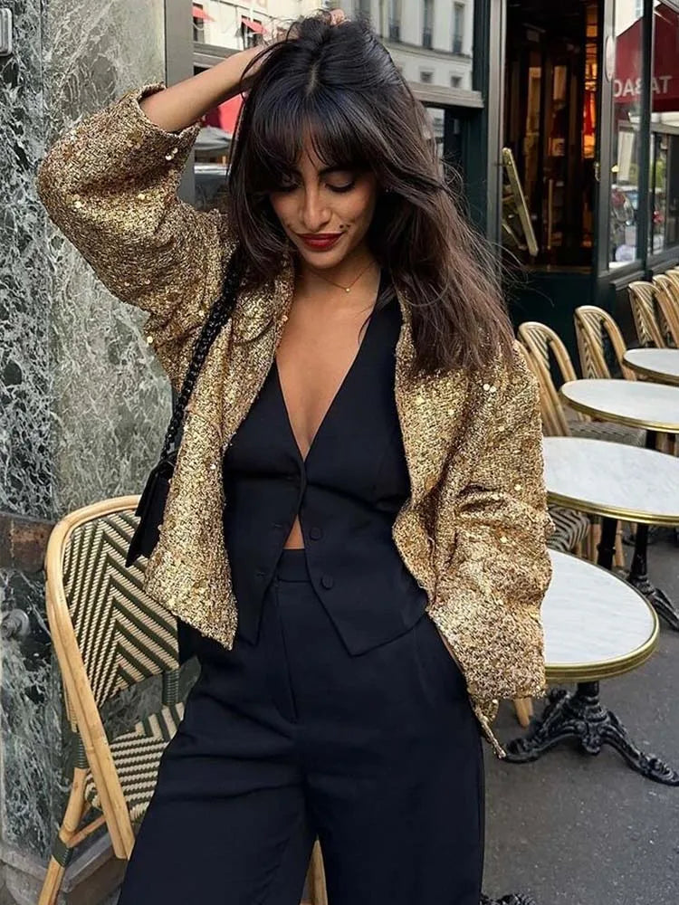 Rosea Golden Sequin Jacket