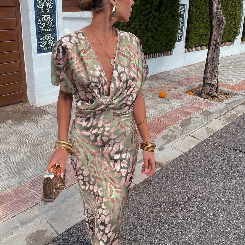 Rosea Elegant Silk Dress with V-neckline