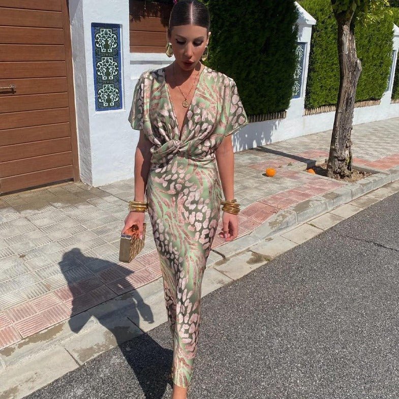 Rosea Elegant Silk Dress with V-neckline