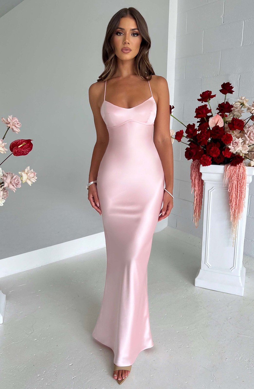 Rosea Luxury Satin Maxi Dress