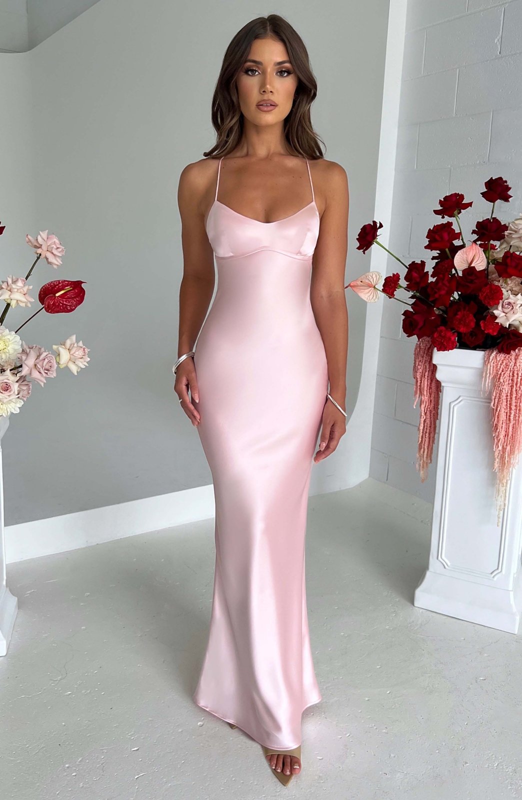Rosea Luxury Satin Maxi Dress