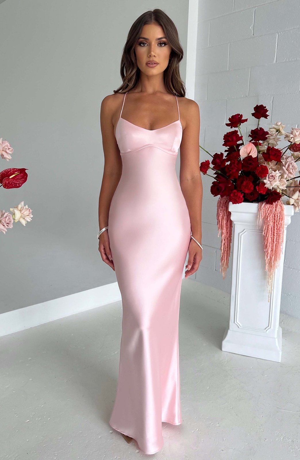 Rosea Luxury Satin Maxi Dress