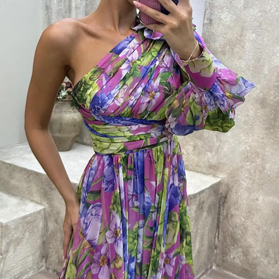 Rosea šaty s jedním ramenem