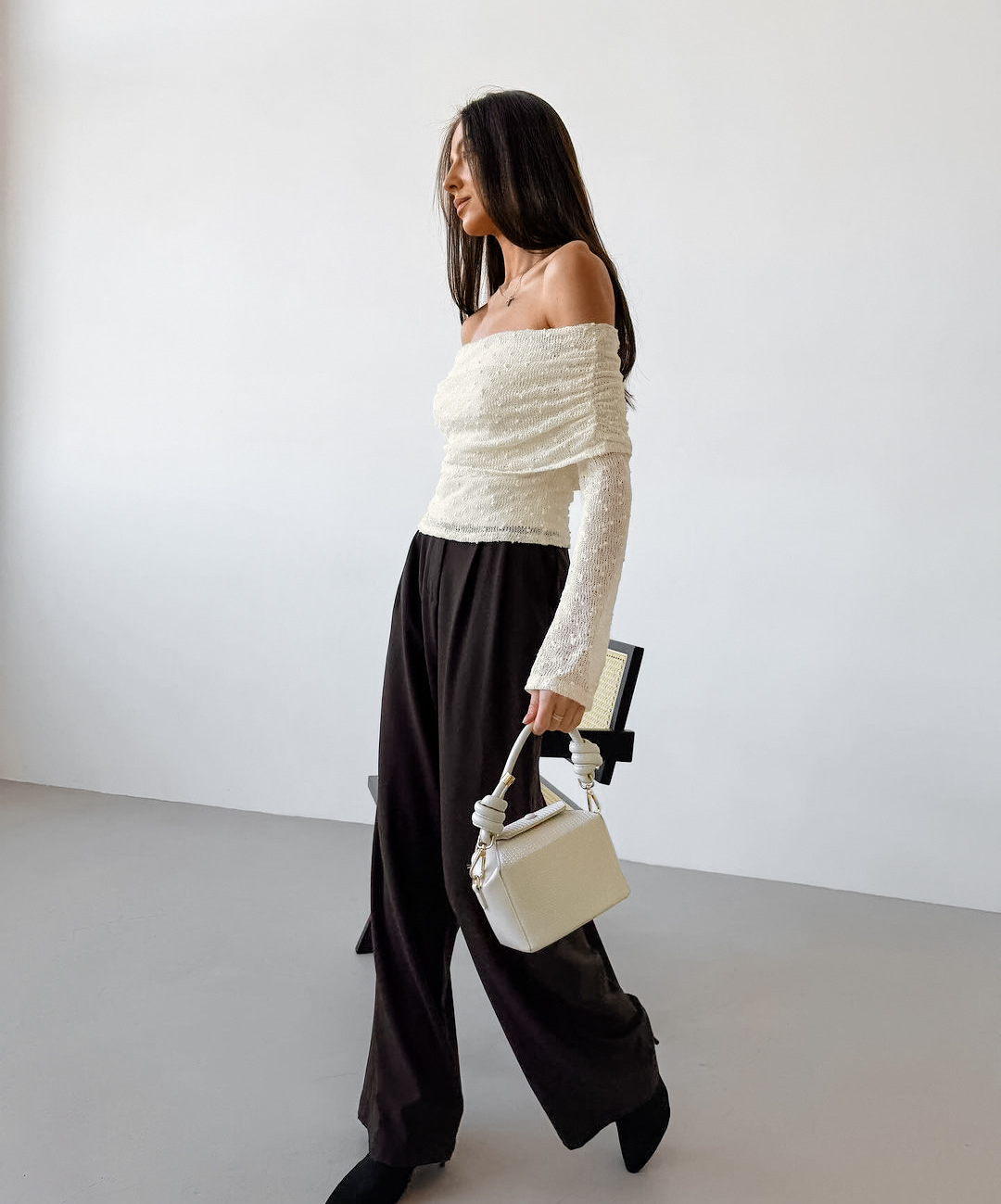 Rosea Beige Off-Shoulder Top