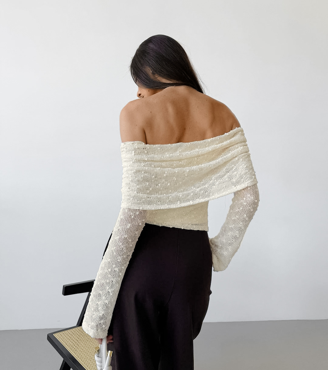 Rosea Beige Off-Shoulder Top