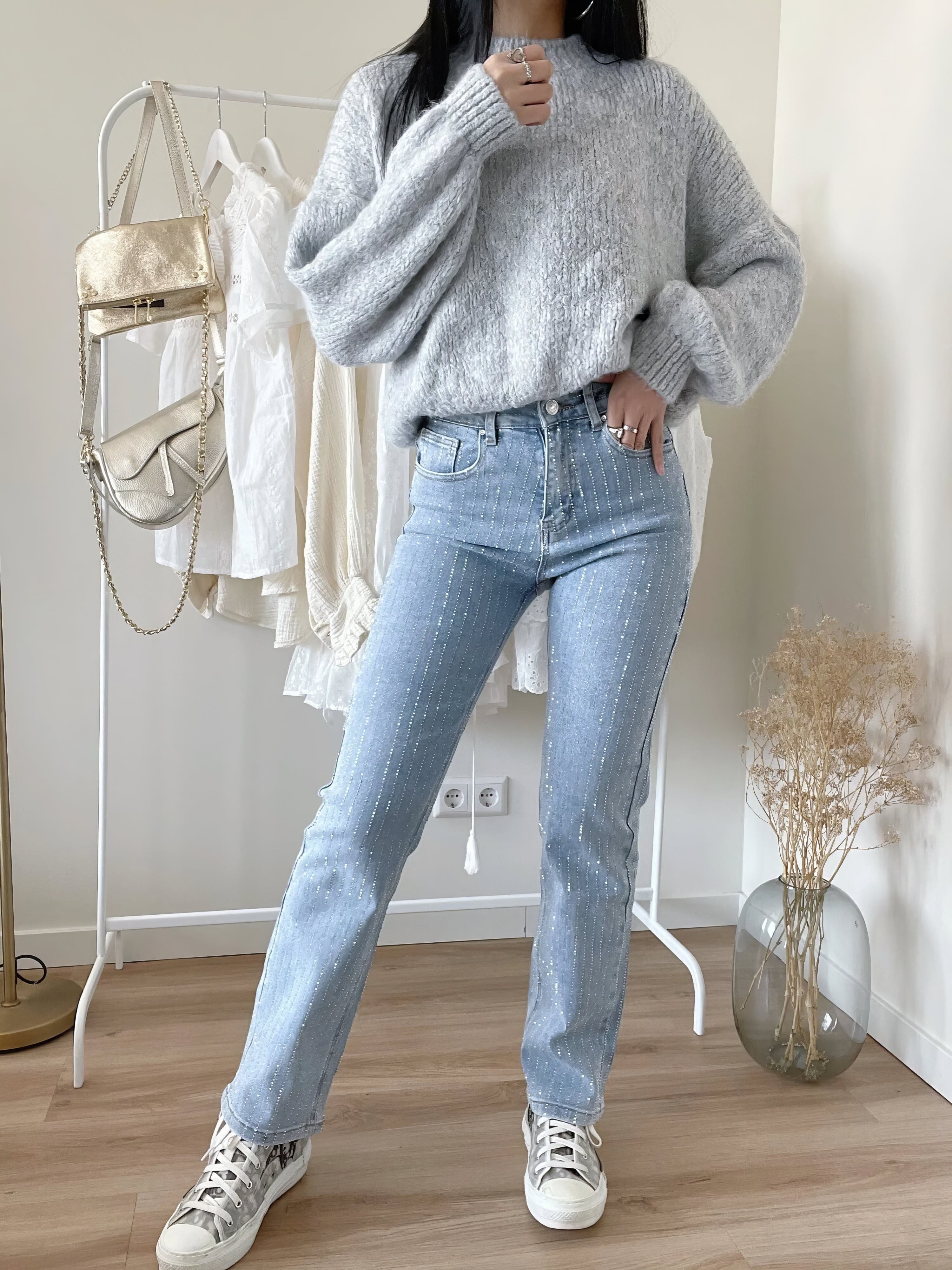 Džínsy Rosea Glitter Denim
