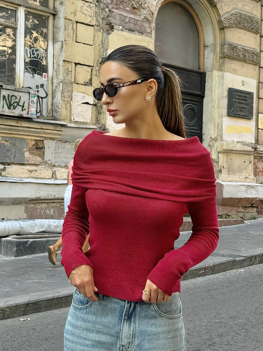 Rosea pletený top s odhalenými rameny