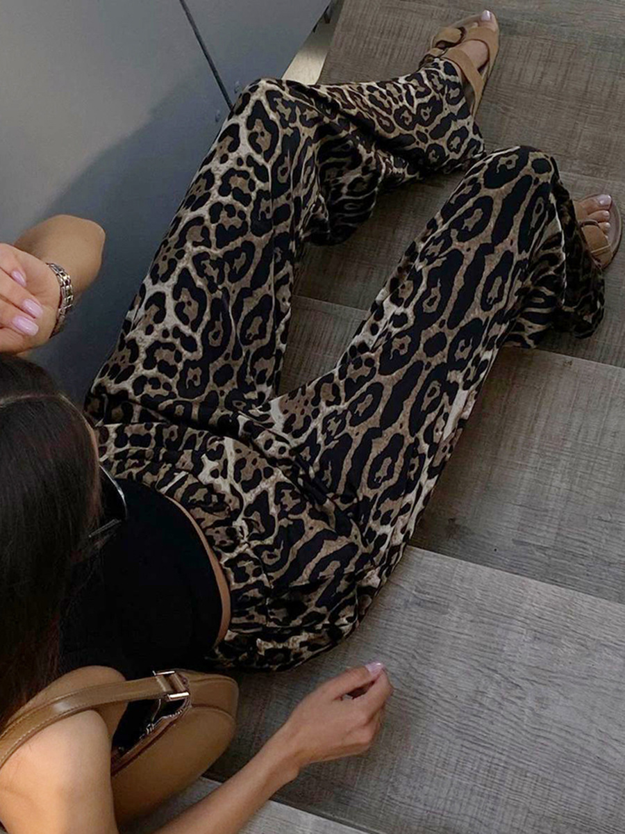 Kalhoty s širokými nohavicemi a leopardím vzorem Rosea