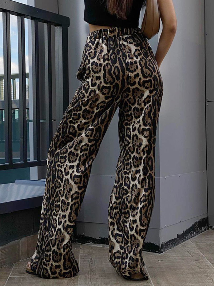 Kalhoty s širokými nohavicemi a leopardím vzorem Rosea
